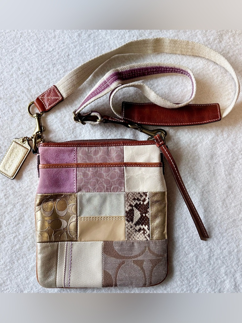 Rare Vintage Authentic Coach Y2K Patchwork Crossbody Swingpack B063-10006 Clean